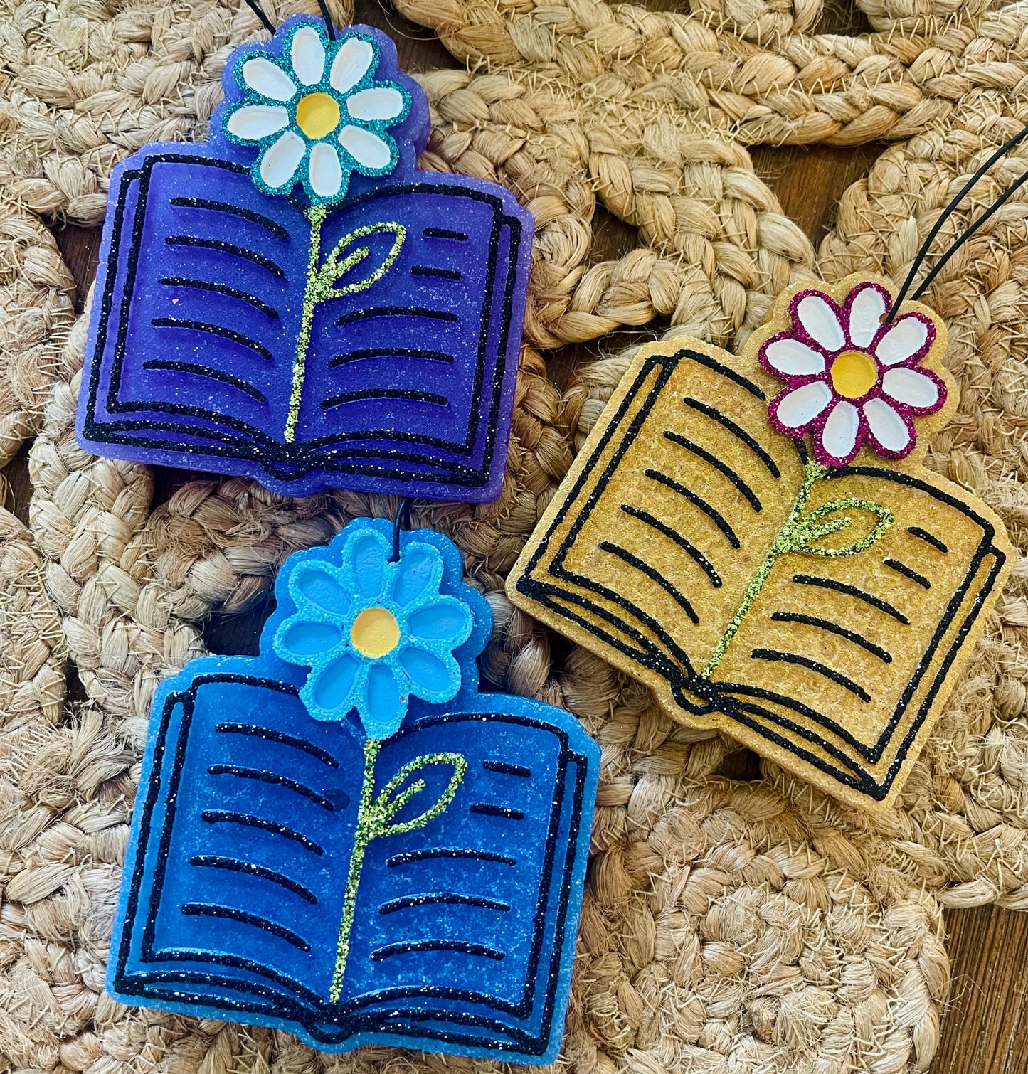 Flower Reading Book Car Freshie