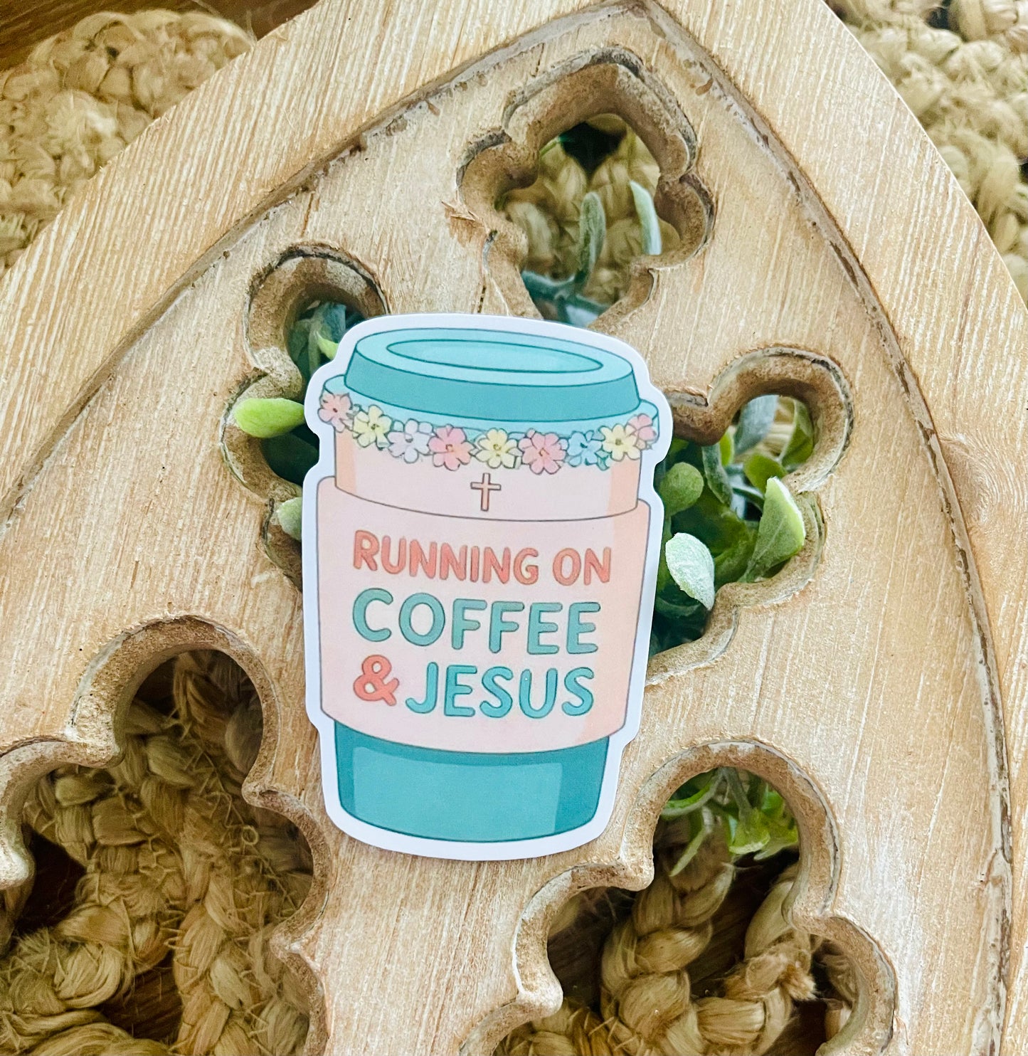 Running on Coffee & Jesus Vinyl Sticker