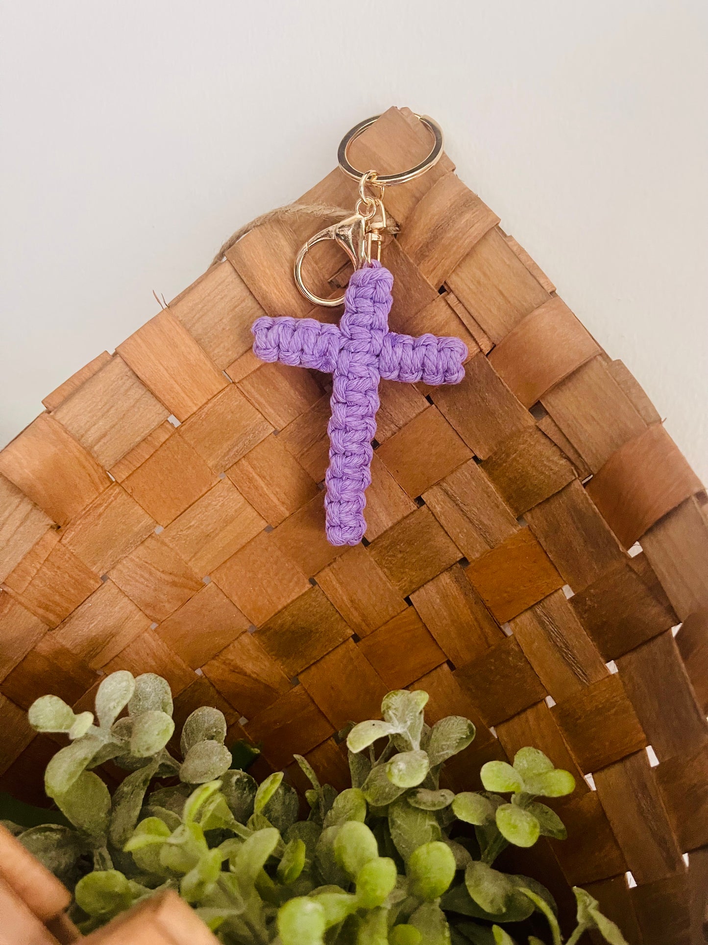 Crochet Cross Keychain