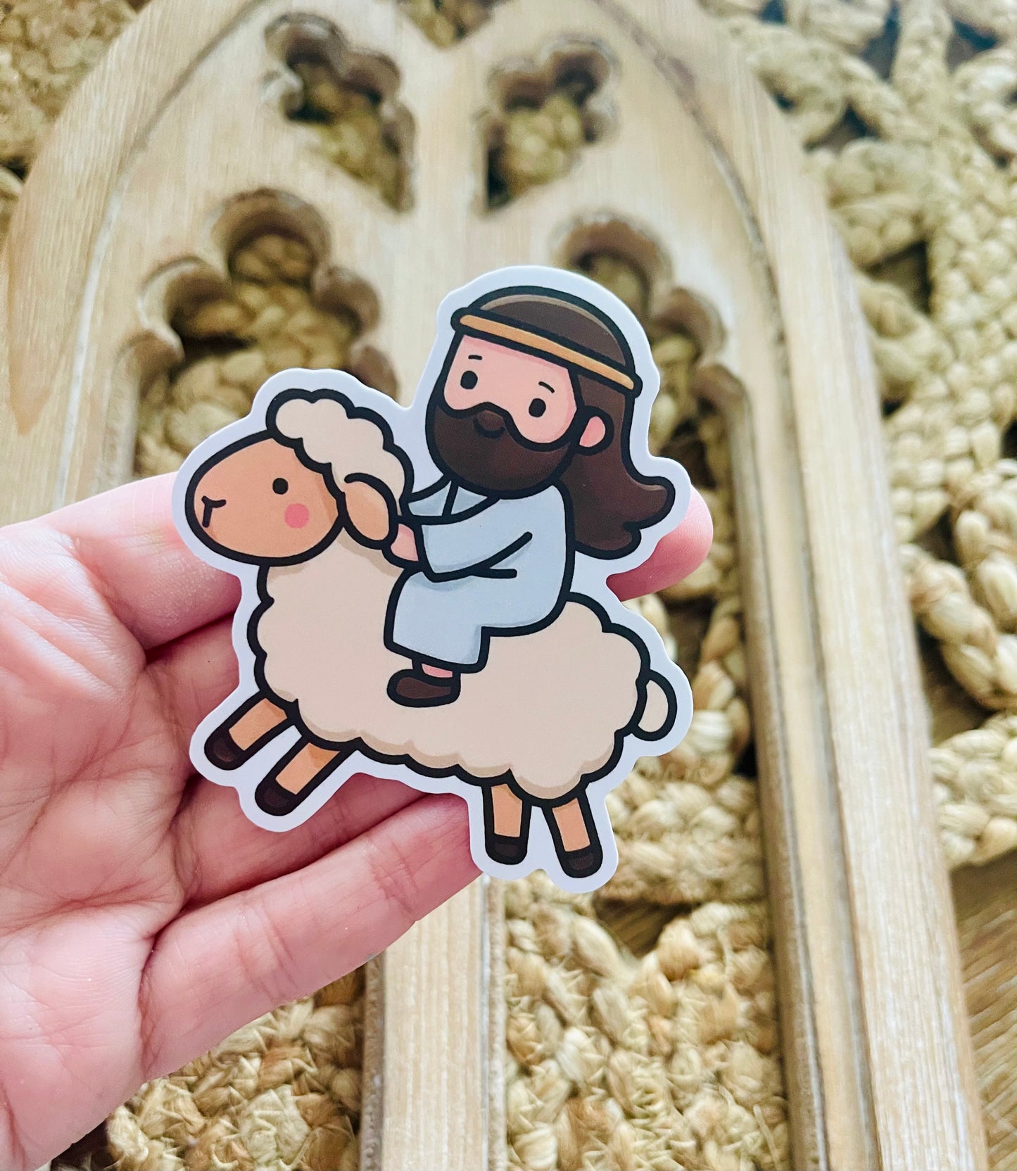 Jesus with Sheep Vinyl Sticker