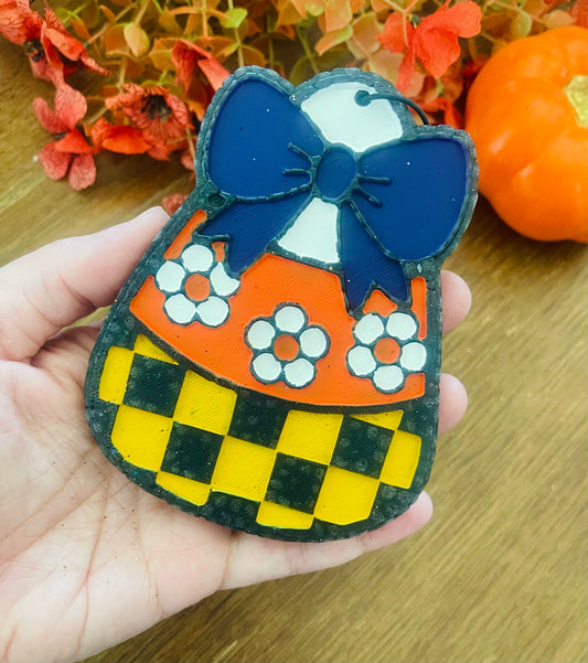 Checkered Candy Corn Car Freshie