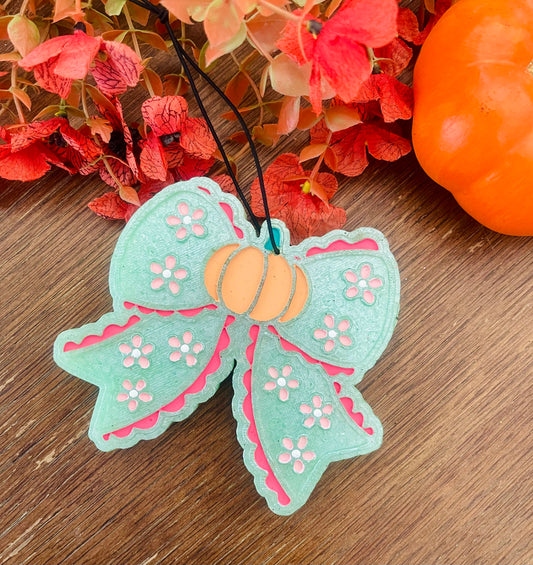 Pumpkin Ruffle Bow Car Freshie