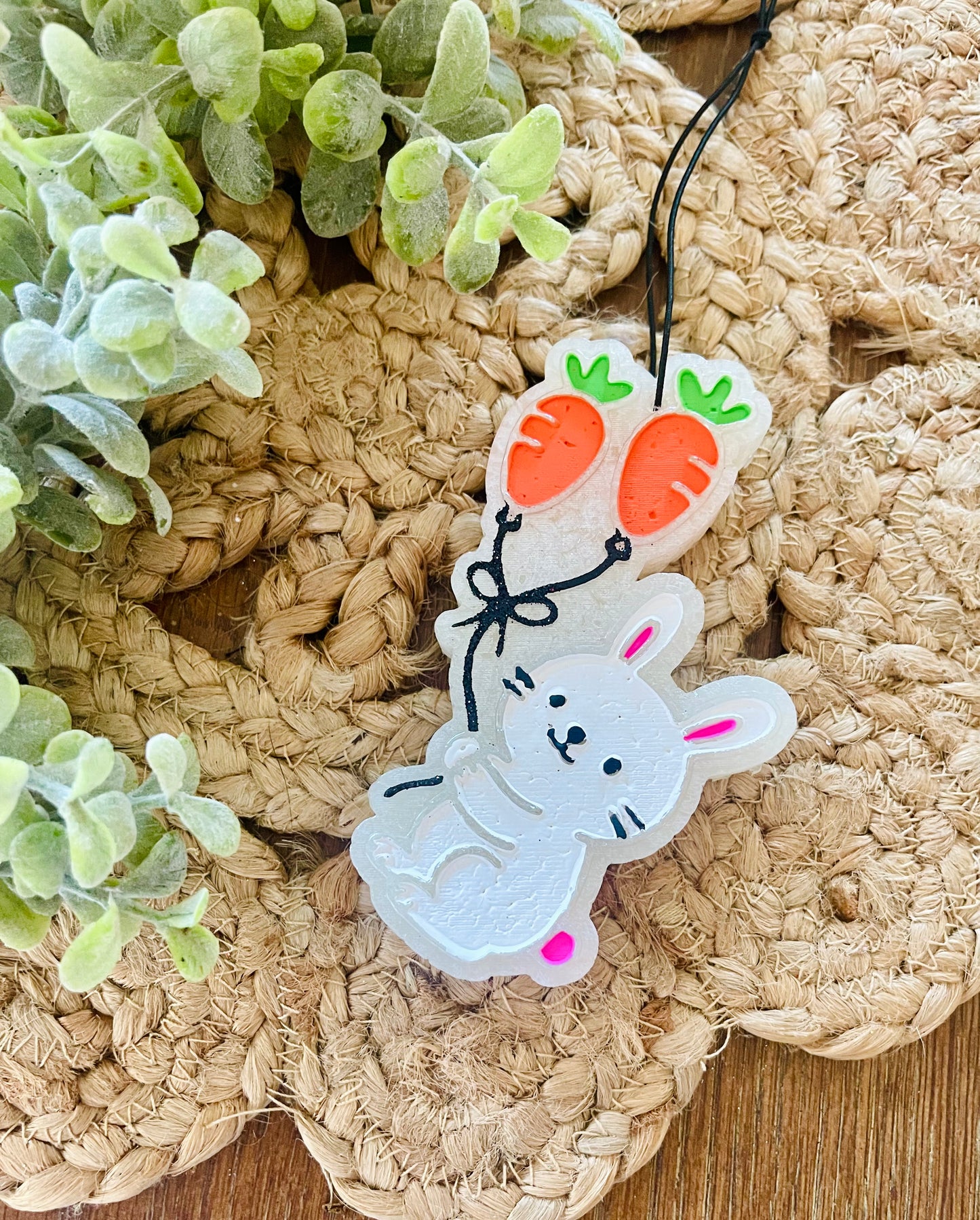 Bunny with Carrot Balloons