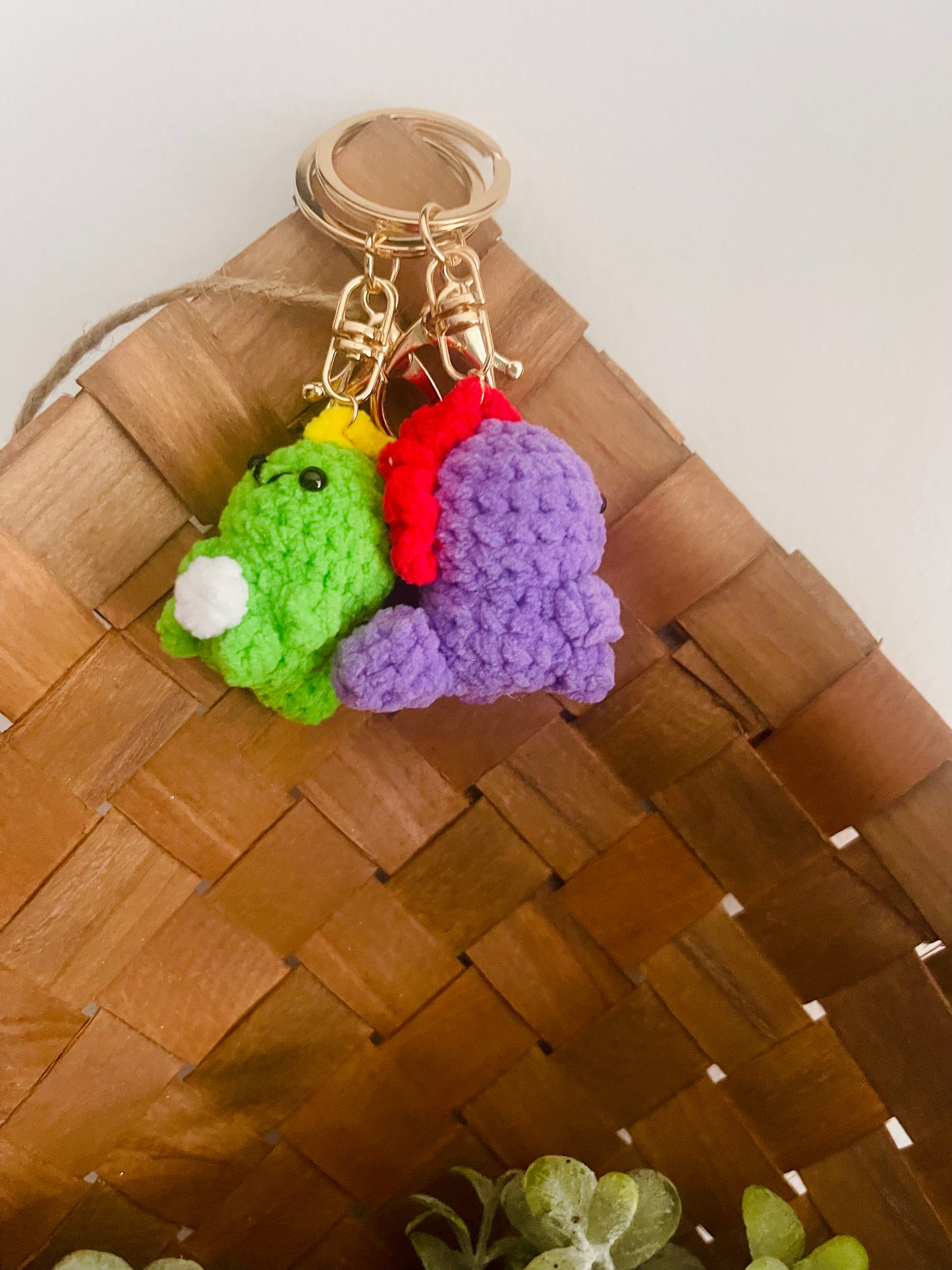 Dino Crochet Keychain