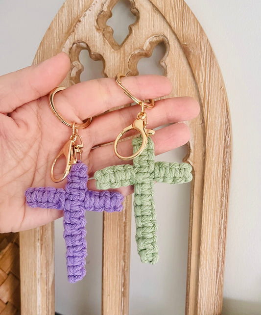 Crochet Cross Keychain