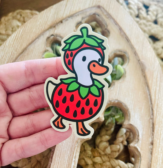 Strawberry Goose Vinyl Sticker