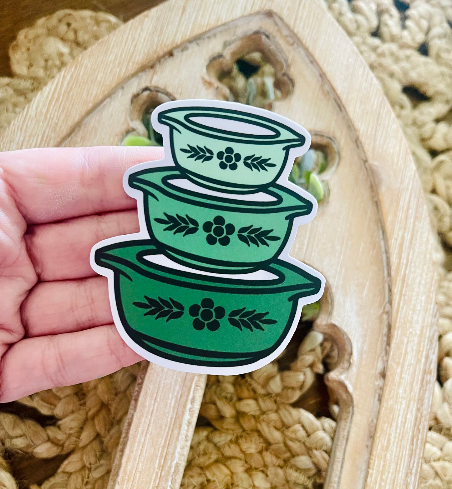 Vintage Bowl Stack Vinyl Sticker