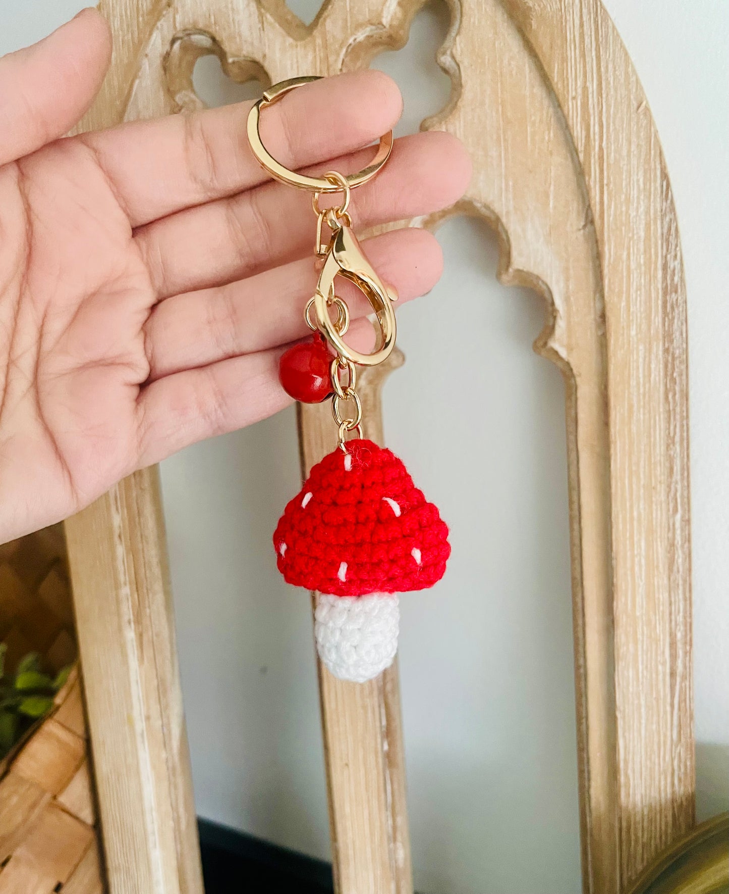 Mushroom Crochet Keychain