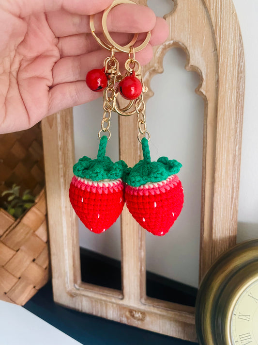 Strawberry Crochet Keychain