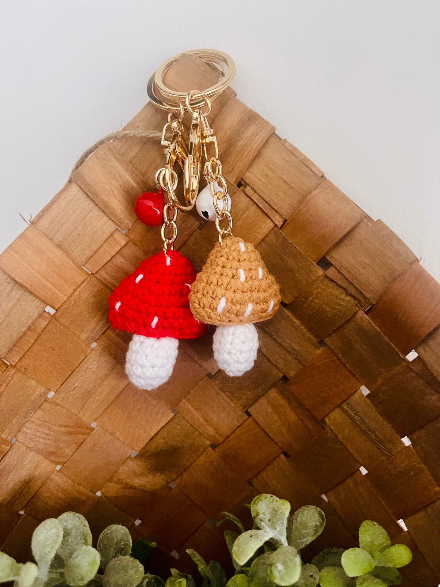 Mushroom Crochet Keychain