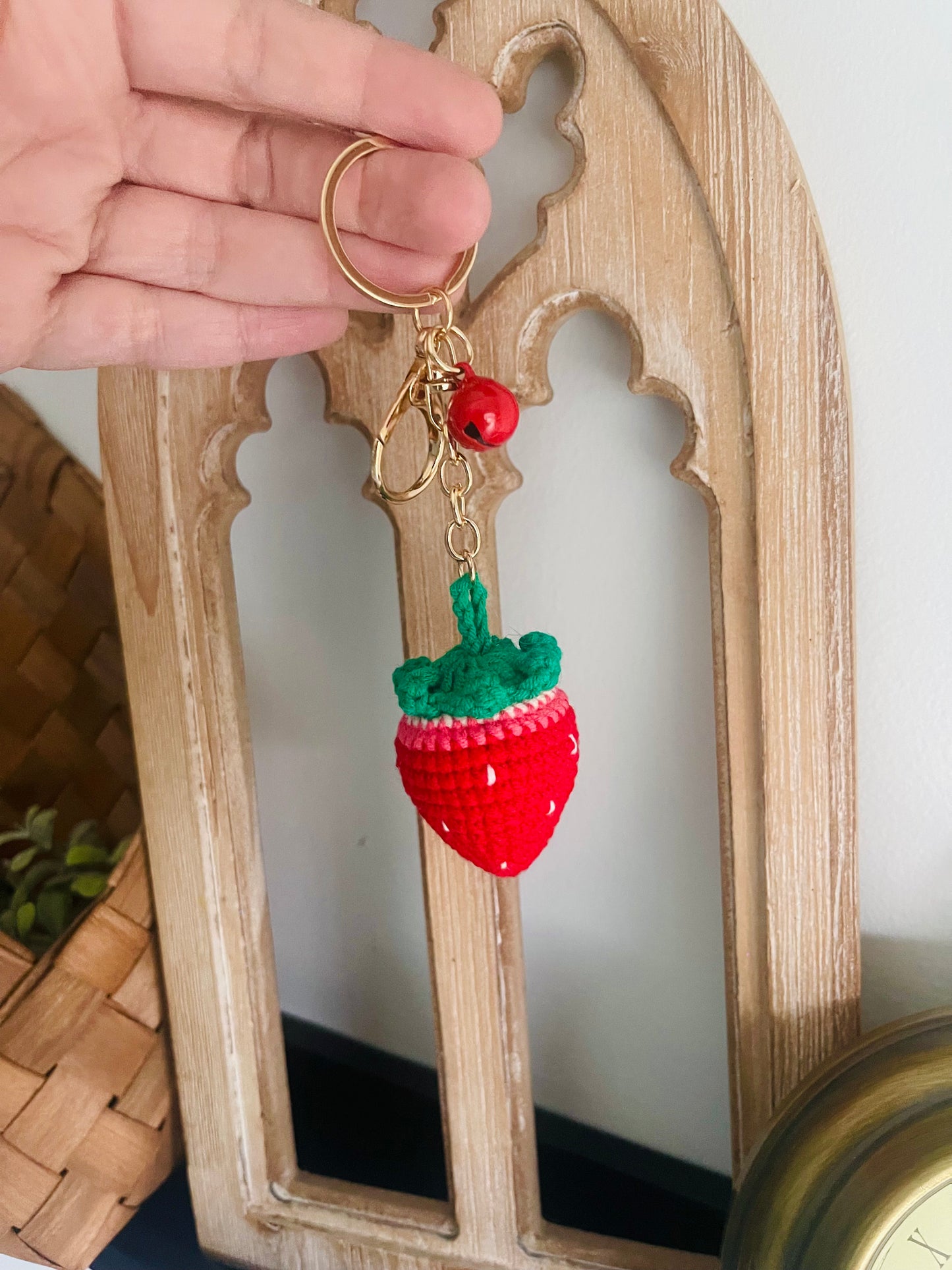 Strawberry Crochet Keychain