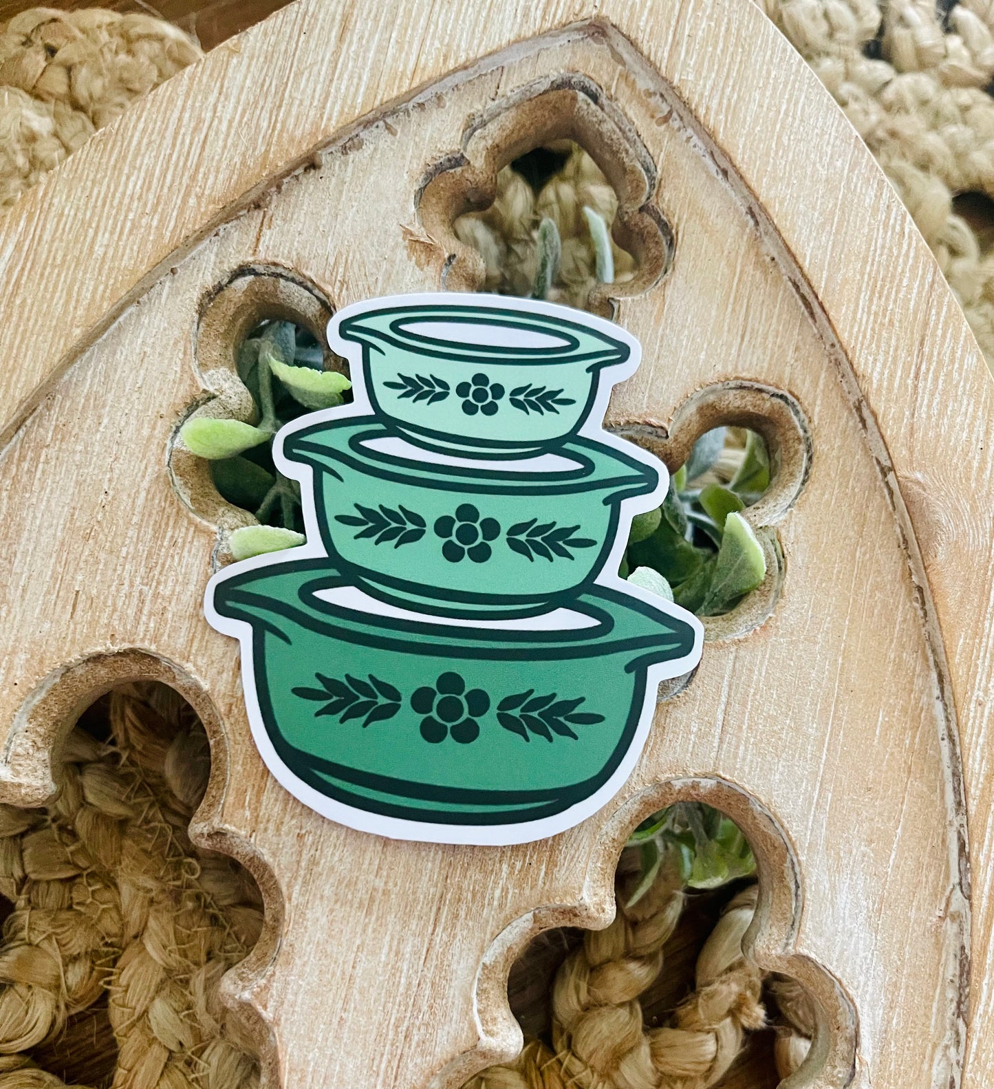 Vintage Bowl Stack Vinyl Sticker