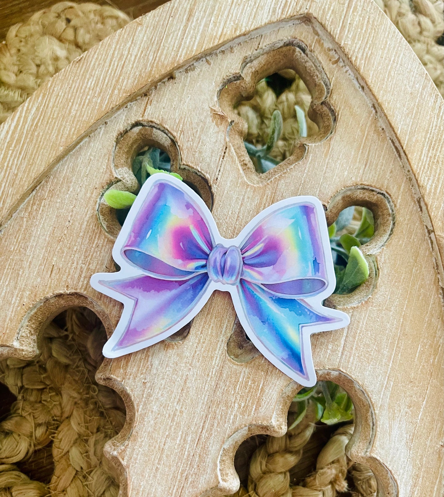 Iridescent Color Bow Vinyl Sticker
