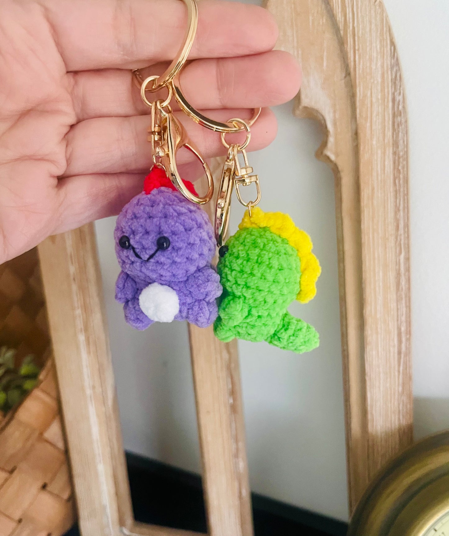 Dino Crochet Keychain