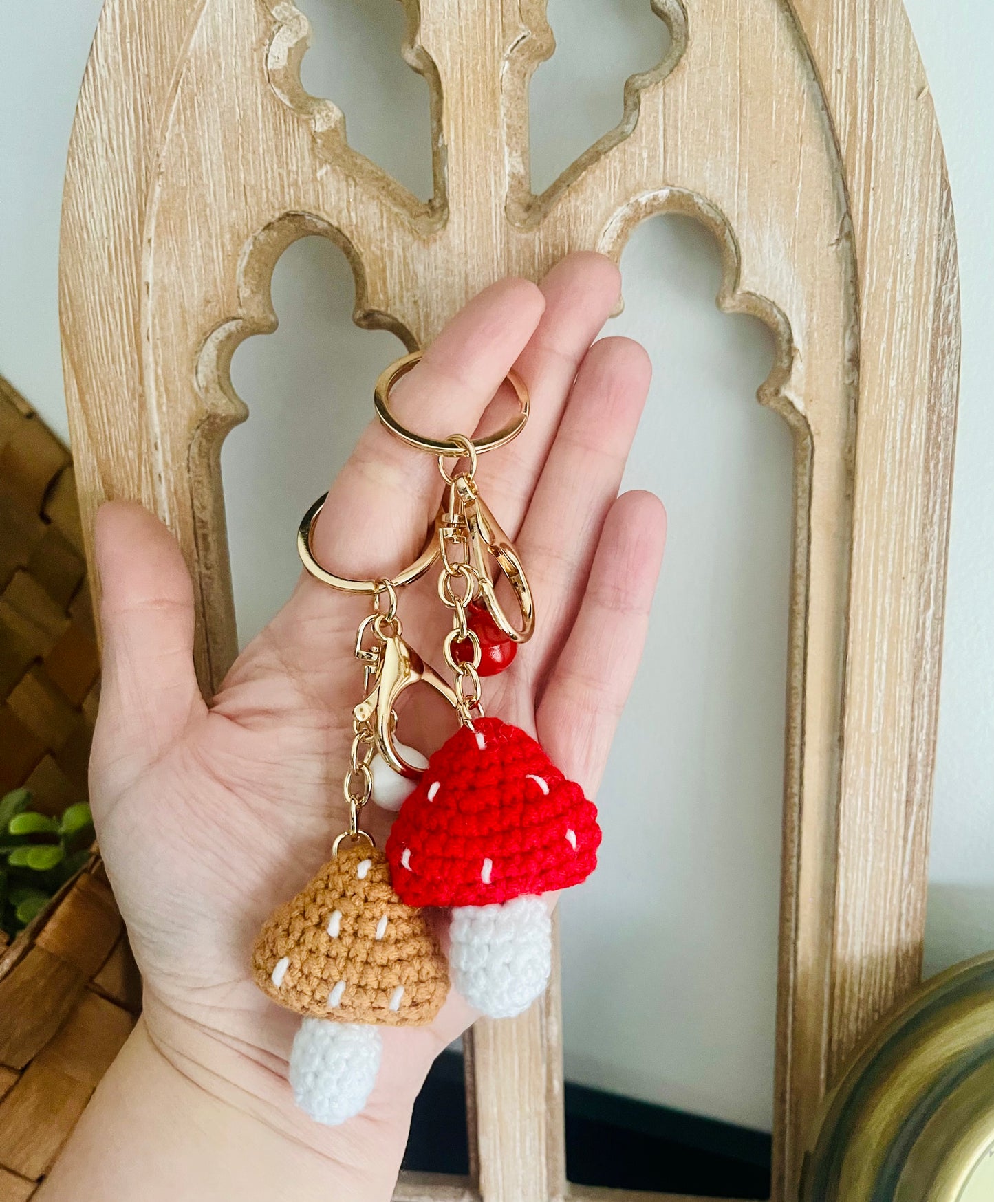 Mushroom Crochet Keychain