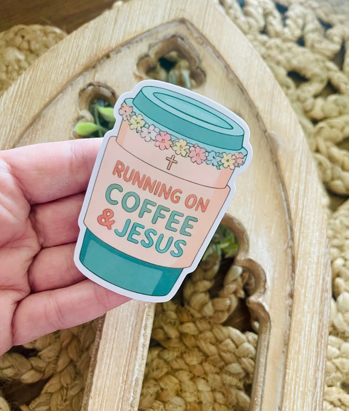 Running on Coffee & Jesus Vinyl Sticker
