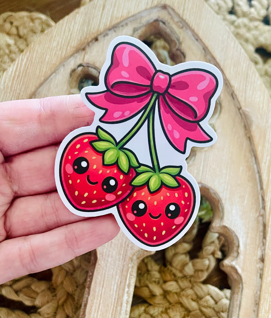 Strawberry Cherries Vinyl Sticker