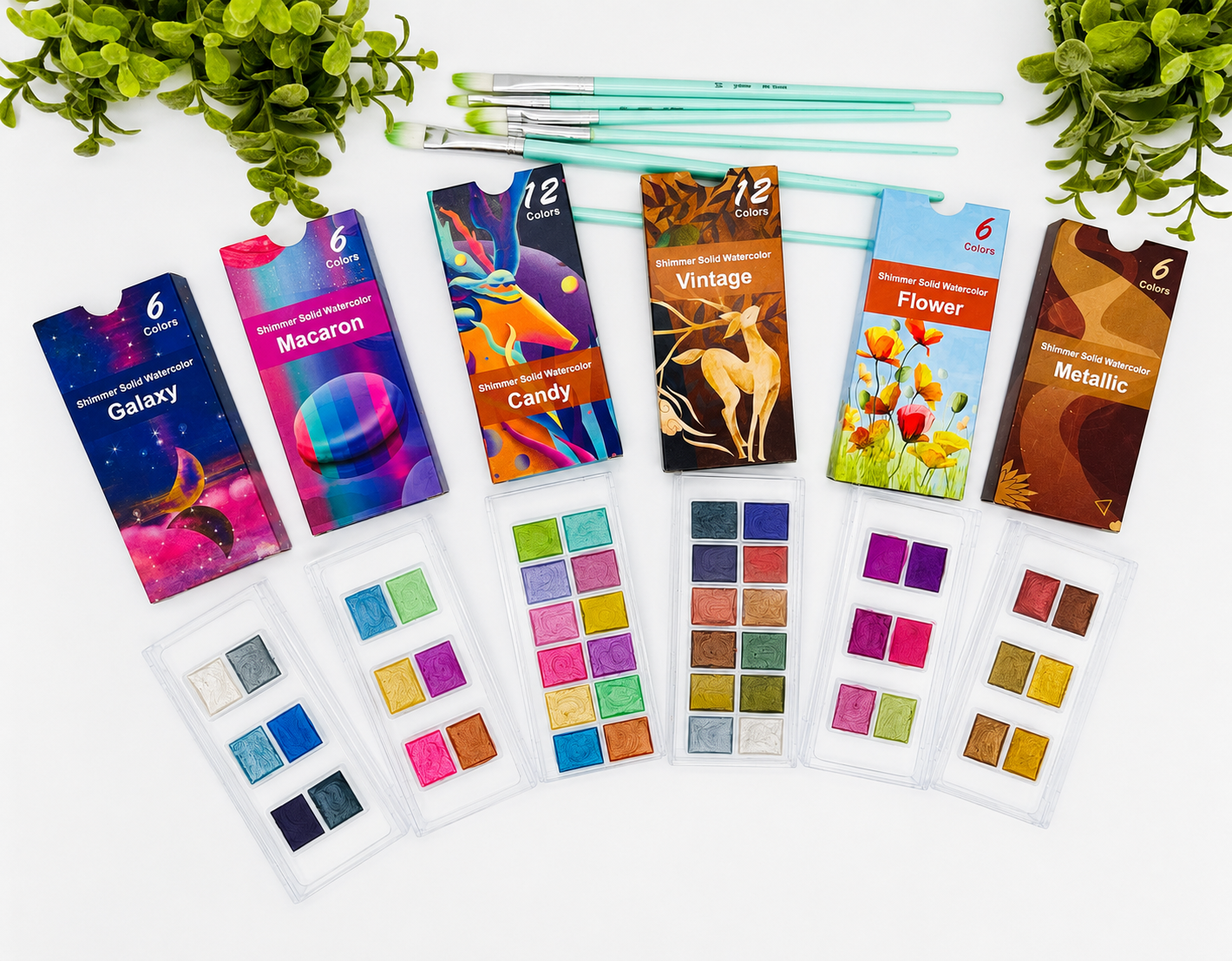 Shimmer Watercolor Paint Palette Sets