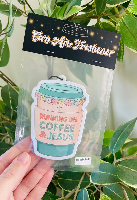 Running on Coffee & Jesus Air Freshener