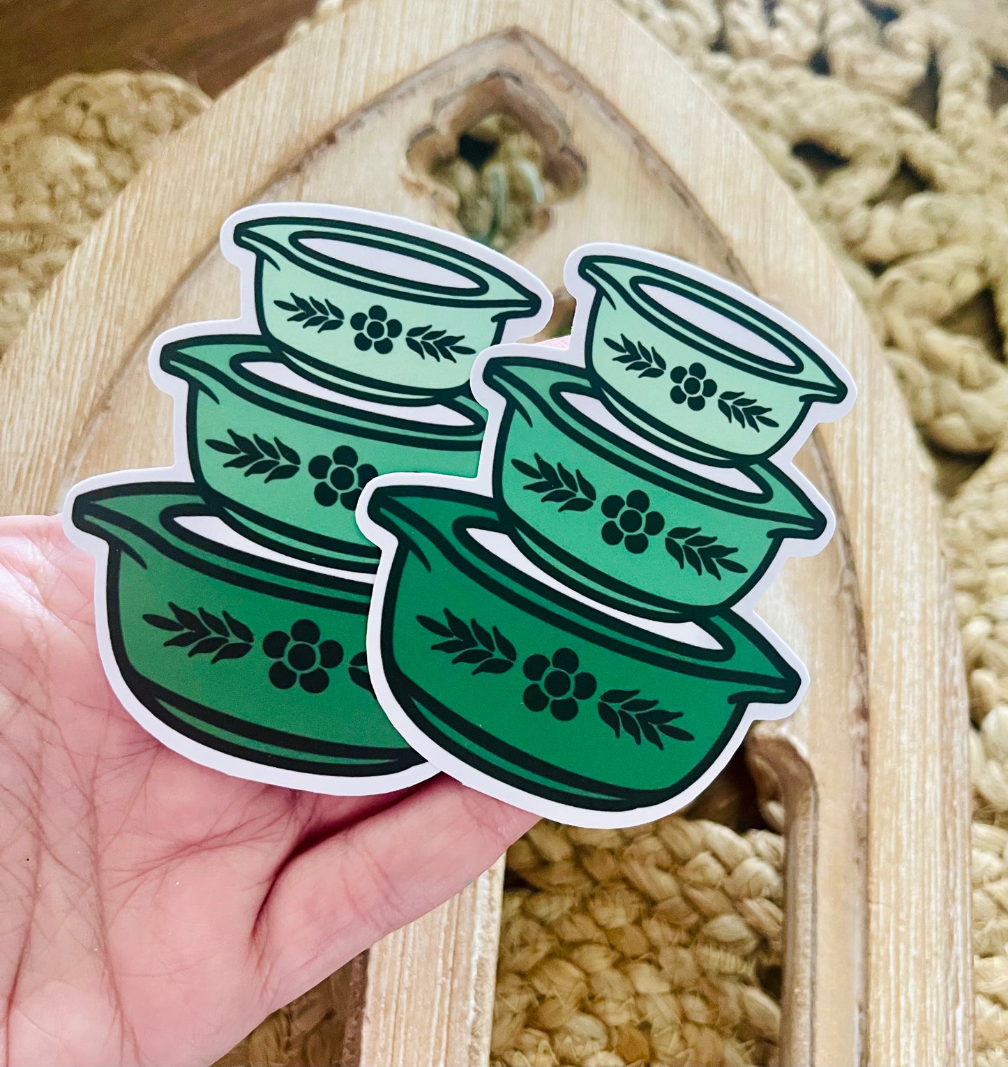 Vintage Bowl Stack Vinyl Sticker