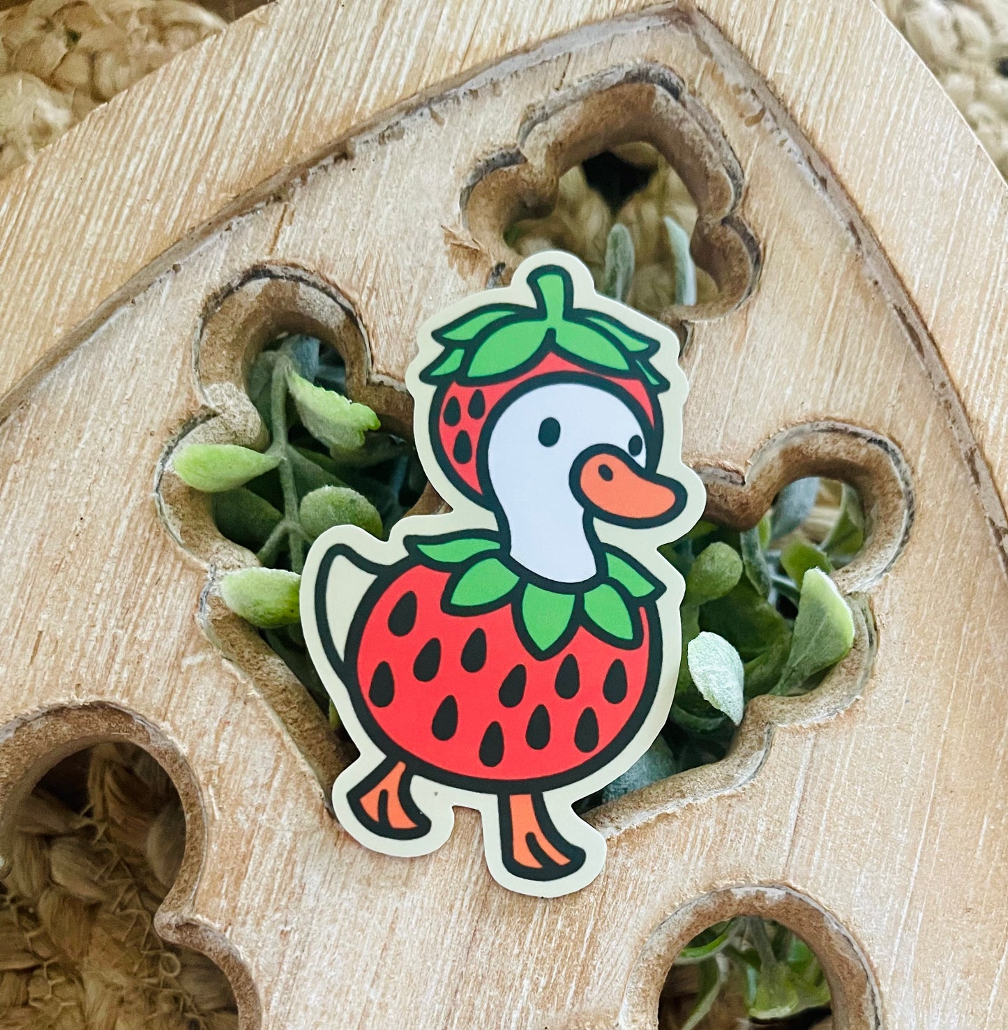 Strawberry Goose Vinyl Sticker