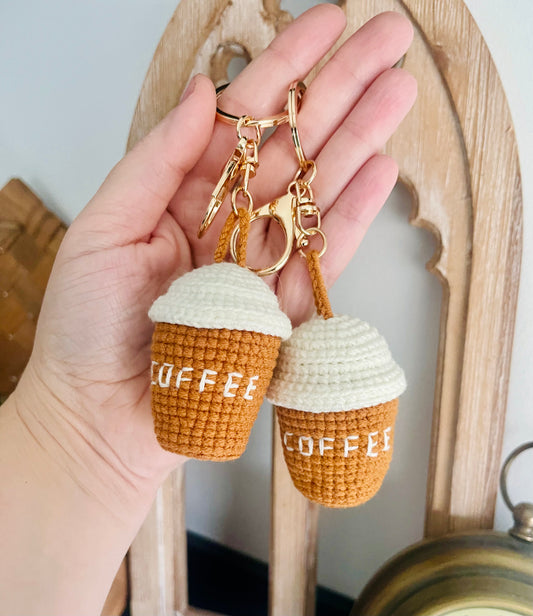 Coffee Cup Crochet Keychain