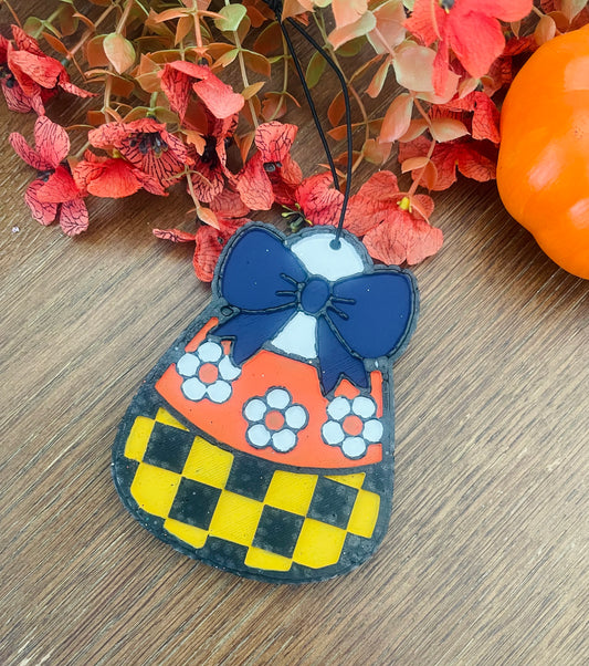 Checkered Candy Corn Car Freshie