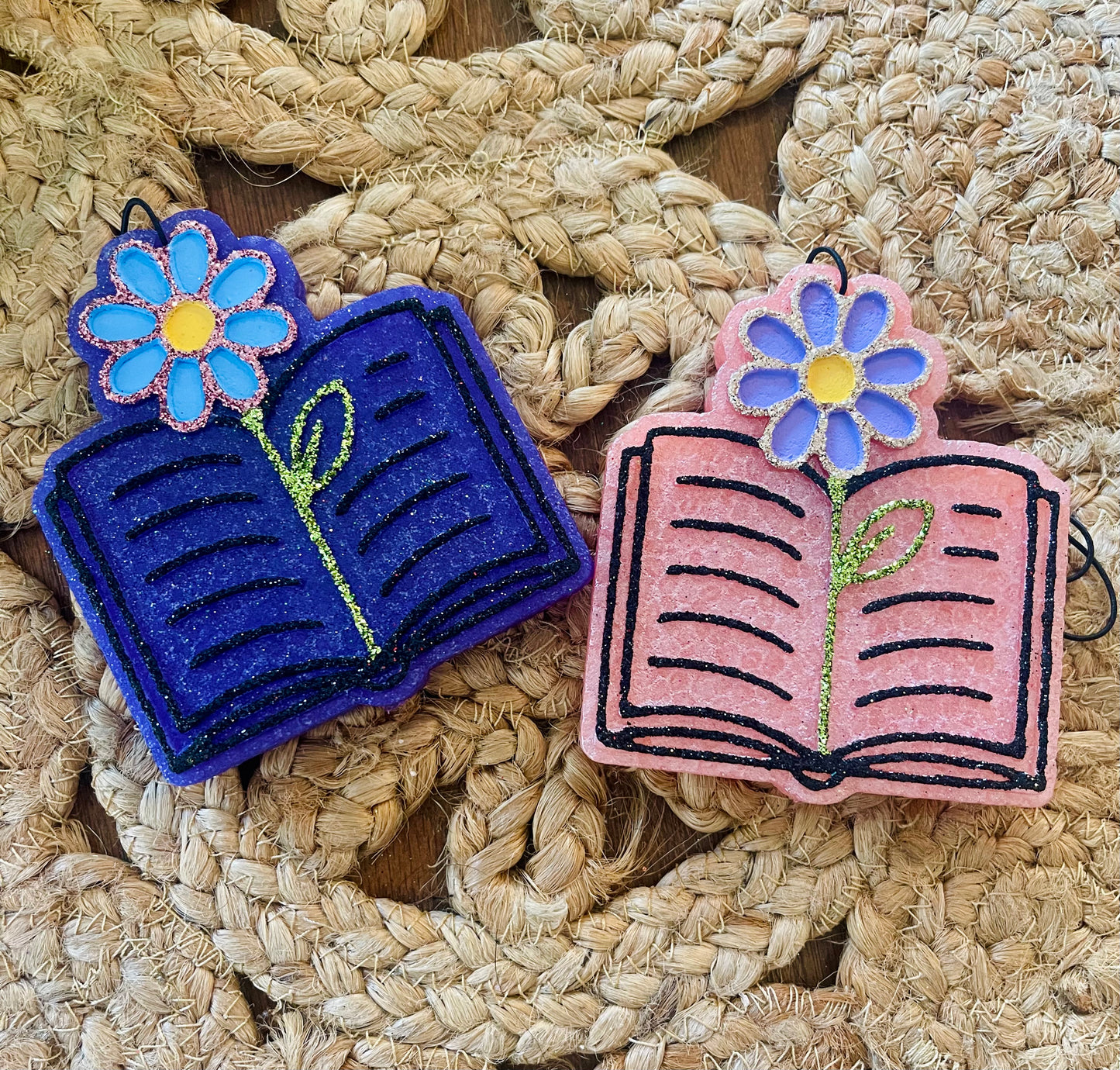 Flower Reading Book Car Freshie