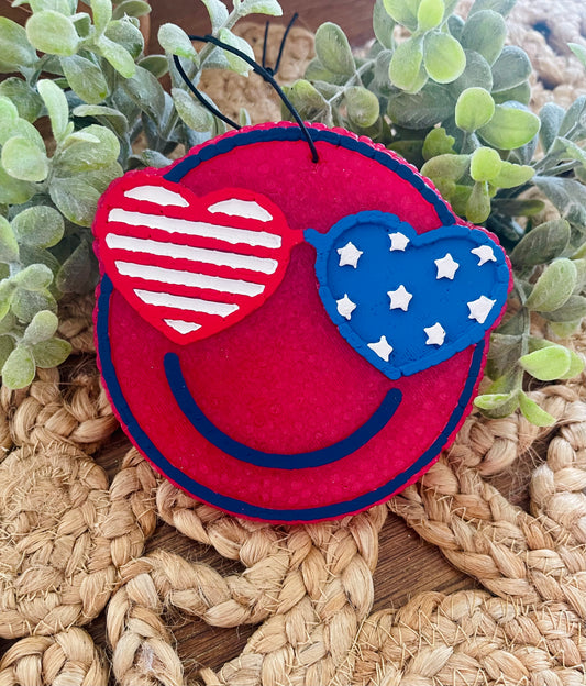 Patriotic Sunglasses Face Car Freshie
