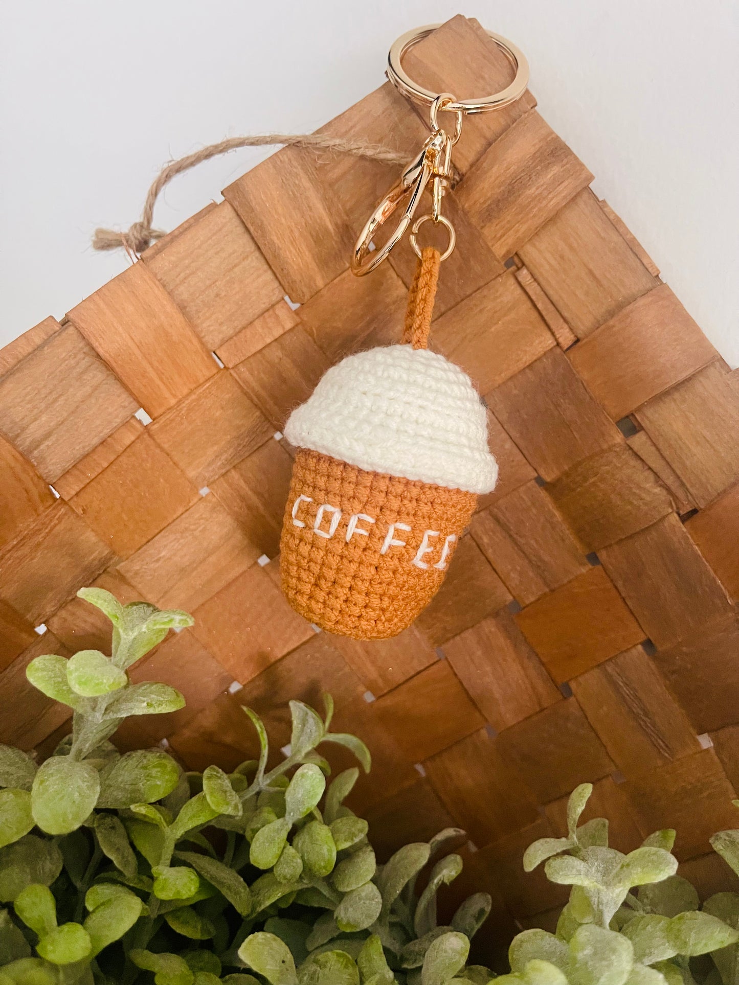 Coffee Cup Crochet Keychain