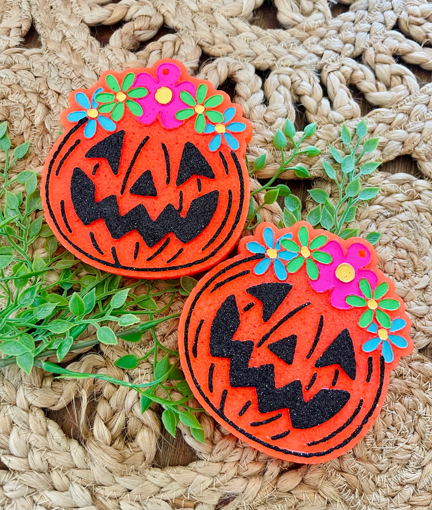 Pumpkin with Floral Headband Car Freshie