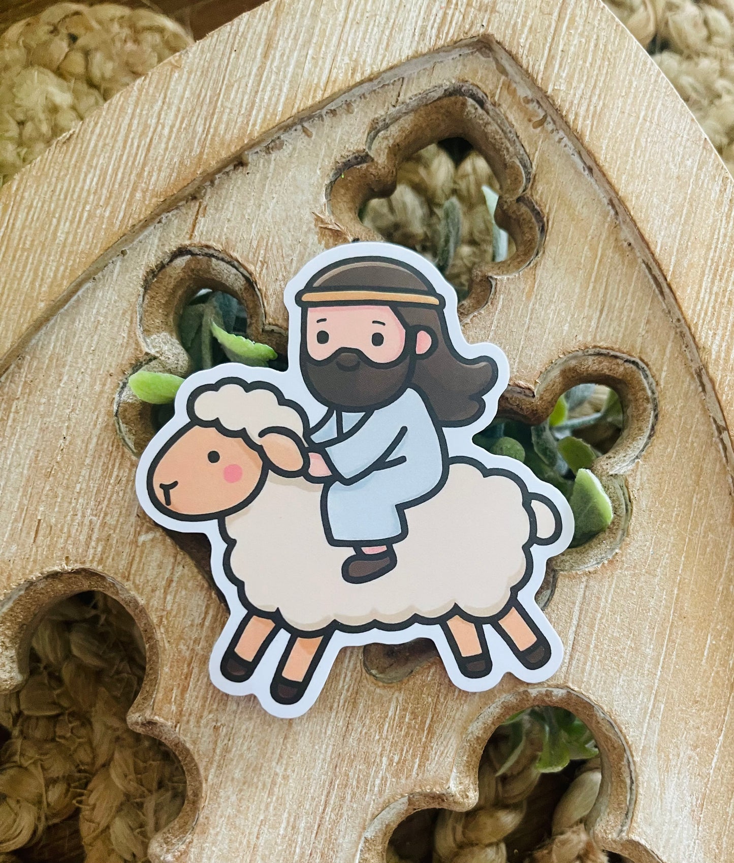 Jesus with Sheep Vinyl Sticker