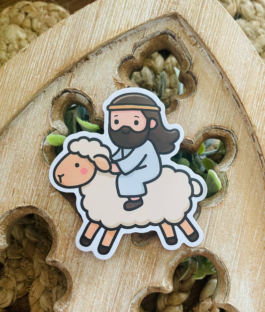 Jesus with Sheep Vinyl Sticker