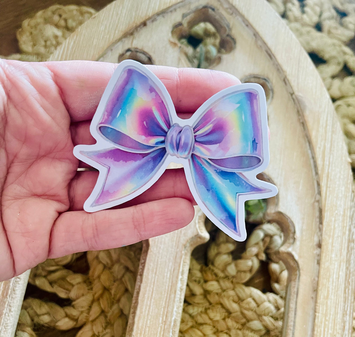 Iridescent Color Bow Vinyl Sticker