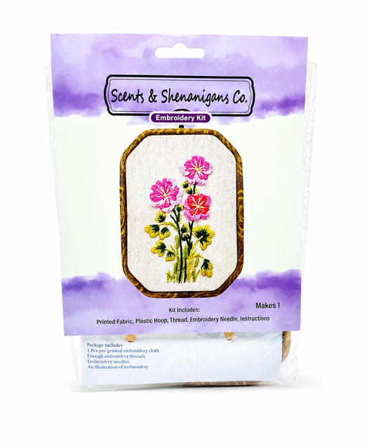 Pink Floral Frame Embroidery Kit