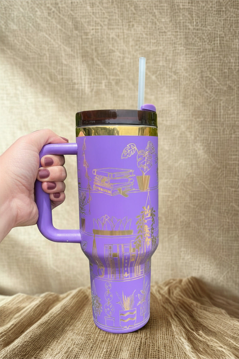 Plants & Books 40oz Laser Engraved Tumbler