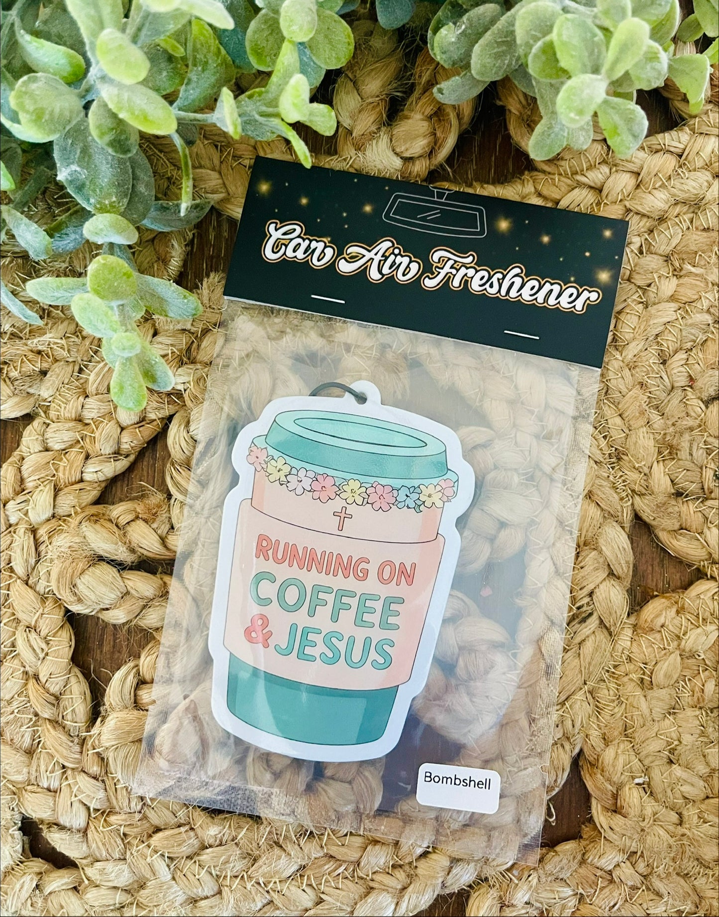Running on Coffee & Jesus Air Freshener